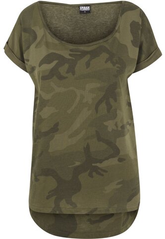Tričko dámské Urban Classics Camo Back Shaped - woodland, S