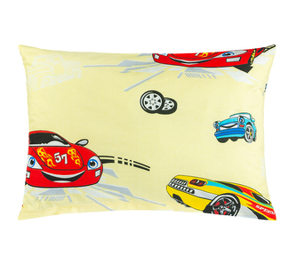 Povláček bavlna - Auto závodní žlutá - 40x60cm na zip ( pouze povlak )