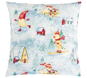 Povláček bavlněný - vánoce - Skřítek na bruslích - 40x40 cm