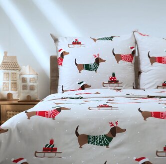 Vánoční mikrovláknové povlečení | GENESIS | vánoční jezevčík | 140x200 + 1*70x80 cm | 705564