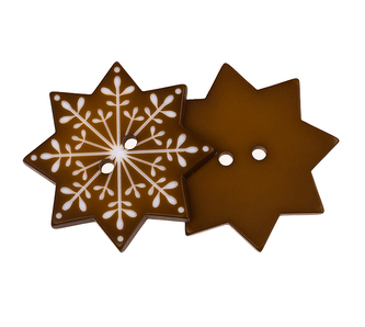 Knoflík - sada 3 ks - Vločka - bílá, hnědá - 35 mm