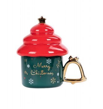 Vánoční hrnek | BOGRE | zelený s víkem | 0, 25 l | 713002