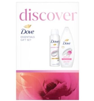 Dove Discover sprchový gel Fresh Care 250 ml + tuhé mýdlo Refreshing Beauty Cream Bar 90 g + mycí houba