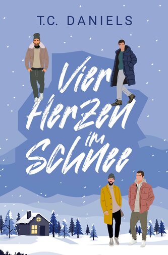Vier Herzen im Schnee