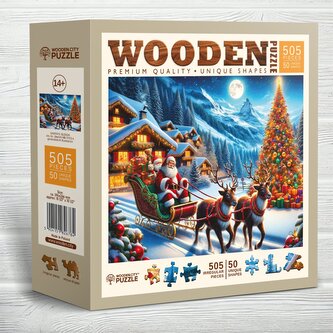 WOODEN CITY Dřevěné puzzle Santovy sáně 505 dílků