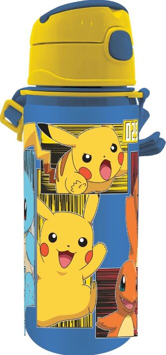 Hliníková láhev na pití s pítkem Pokémon: Postavy (objem 600 ml)