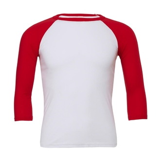 Tričko Bella Triblend Baseball 3/4 - bílé-červené, L