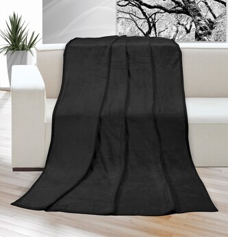 Přikrývka Korall micro jednolůžko - černá - 150x200 cm