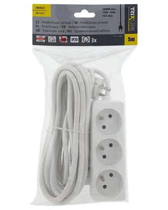Prodlužovací přívod 3 zásuvky, 5m, TR 712 F