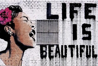 Umělecký tisk Banksy - Life is Beautiful, 91.5 × 61 cm
