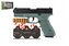 Pistole Glock na pěnové náboje plast 19cm + terče 3ks, náboje 6ks v krabici 34x18x4,5cm