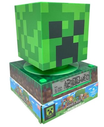 Digitální stolní svítící budík Minecraft: 3D Creeper (13 x 22 x 13 cm)