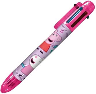Plastová vícebarevná propiska Peppa Pig|Prasátko Peppa: Veselé postavy 6 barev (1,2 x 14 x 1,2 cm)