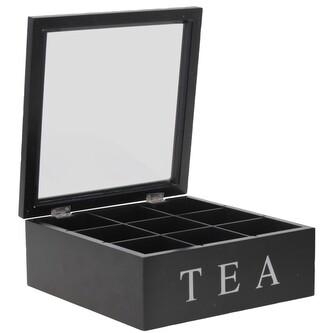 Box na čaje s devíti přihrádkami, barva černá