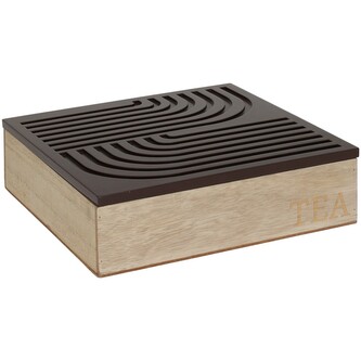 Box na čaje, 24 x 24 x 7 cm, tmavě hnědé víko