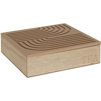 Box na čaje, 24 x 24 x 7 cm, světle hnědé víko