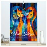 Astrale Katzen - Abstrakte Kunst für Katzenliebhaber (hochwertiger Premium Wandkalender 2025 DIN A2 hoch), Kunstdruck in Hochgla