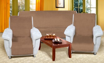 Souprava Korall micro 3+1+1 - kávová - 1ks 150x200 cm 2ks 65x150 cm