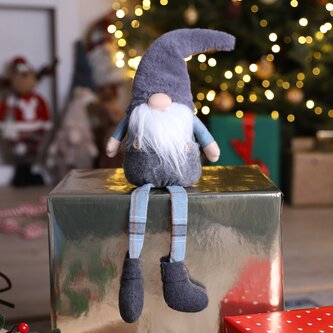 Vánoční skřítek | ERRKI | sedící trpaslík šedý | 60 cm | 800950