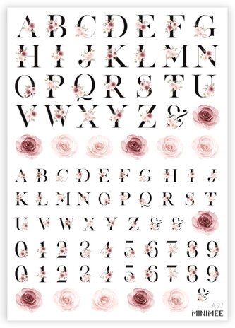 Květinová abeceda s číslicemi - černá