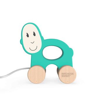 DREVENÁ ŤAHACIA HRAČKA MATCHSTICK MONKEY OPICA