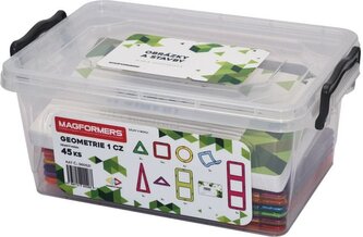 MAGFORMERS Geometrie 1: Obrázky a stavby - box 45 dílků