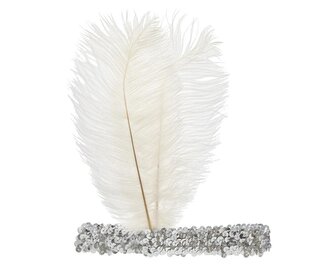 Opaska z piórem Retro biała