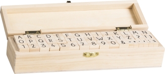 Razítkovací set v dřevěné krabici - 42 ks