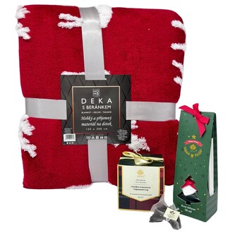 HOME ELEMENTS Vánoční set beránková deka Los, čaj a difuzér
