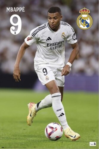 Plakát FC Real Madrid: Kylian Mbappé 2024/2025 (61 x 91,5 cm)