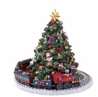 Vánoční hrací a pohybující se vánoční strom s vlakem BRANDANI