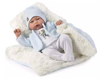 Guca 10218 DIEGO - realistická panenka miminko se zvuky a měkkým látkovým tělem - 46 cm