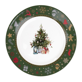 Vánoční dezertní talíř | KALVEN | dezertní talíř | zelený | 19 cm | 873473