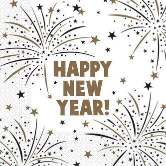 UBROUSKY VÁNOČNÍ HAPPY NEW YEAR 3VRSTVÉ 33X33CM