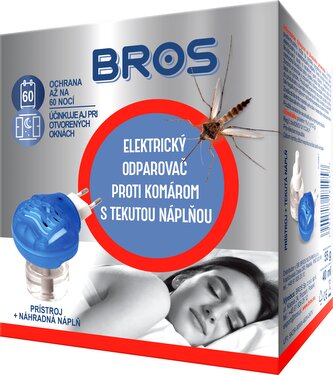 08295 Bros Elektrický odparovač proti komárom s tekutou náplňou 60 nocí bez komárov