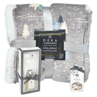 HOME ELEMENTS Vánoční set deka lesík , difuzér a vonné jíly