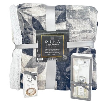 HOME ELEMENTS Vánoční set deka květiny , difuzér a vonné jíly