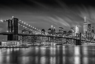 Plakát, Obraz - BROOKLYN BRIDGE Nightly Impressions | Monochrome, 91.5 × 61 cm