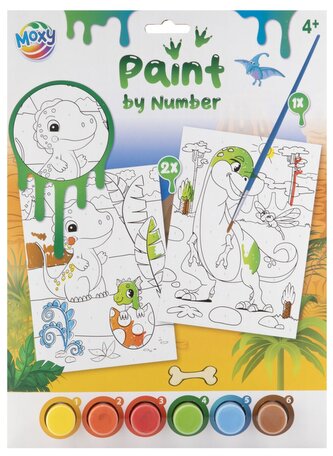 Malování podle čísel A4 - dinosaurus, 2 obrázky