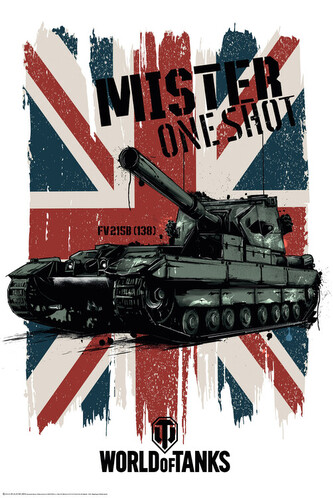 Plakát, Obraz - World of Tanks - Mister One Shot - Union Jack, 61 × 91.5 cm