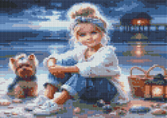 Diamantový obrázek - Dívka a pes 30 x 40 cm
