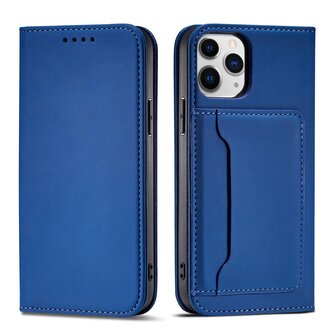 Magnet Card Case etui do iPhone 12 Pro Max pokrowiec portfel na karty kartę podstawka niebieski Magnet Card Case etui do iPhone 12 Pro Max pokrowiec portfel na karty kartę podstawka niebieski