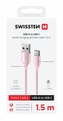 DATOVÝ KABEL SWISSTEN TEXTILE II USB / USB-C 1,5 M RŮŽOVÝ