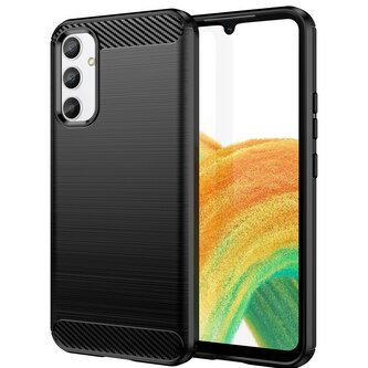 Carbon Case etui do Samsung Galaxy A04e elastyczny silikonowy karbonowy pokrowiec czarne