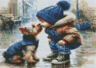Diamantový obrázek - Batole a pes 30 x 40 cm