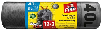 Fino Zeus Flex odpadkové pytle zatahovací černé 40 l, 12 + 3 ks ZDARMA