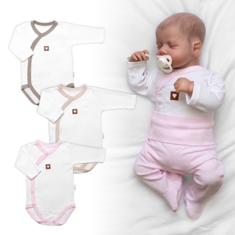 Rostoucí výhodná sada, 3x Body zap. bokem Nature - růžová/béžová/taupe, vel. 56/62; 56/62 (0-3m)