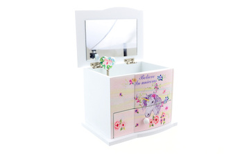 Šperkovnice dřevěná hrací  jednorožec