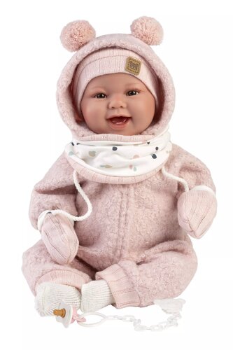 Llorens 84480 NEW BORN - realistická panenka miminko se zvuky a měkkým látkovým tělem - 44 cm