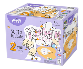 Bella Baby Happy Soft&Delicate vel. 2 Mini 3-6 kg jednorázové dětské pleny  Box 2 x 78 ks